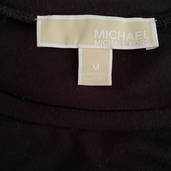 Michael Michael Kors Black Sleeveless Blouse Medium | MK Logo Hem, Semi-Sheer De - Picture 9 of 10
